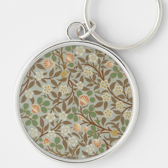William Morris Clover Botanical Flower Keychain (Front)