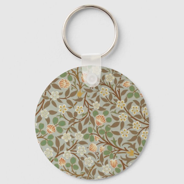 William Morris Clover Botanical Flower Keychain (Front)