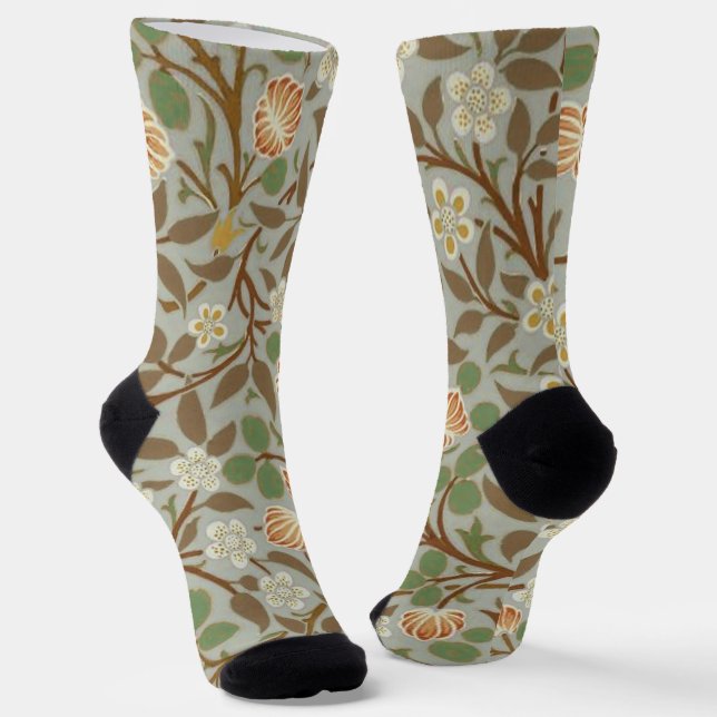 William Morris Clover Botanical Flower Socks (Angled)