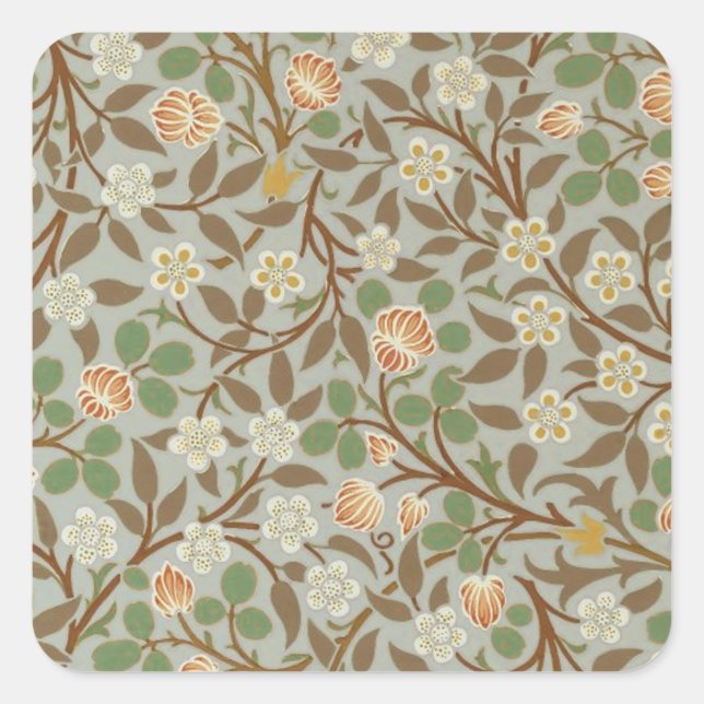William Morris Clover Botanical Flower Square Sticker (Front)
