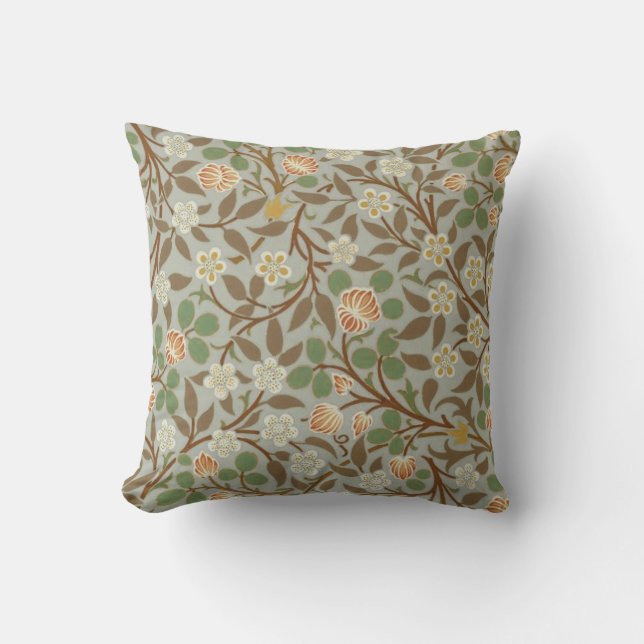 William Morris Clover Botanical Flower Throw Pillow (Front)