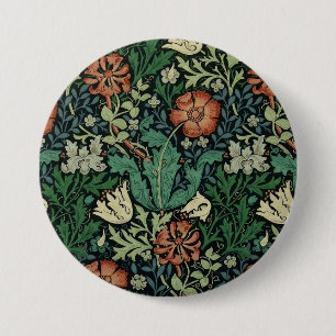 William Morris Compton Floral Art Nouveau Pattern 3 Inch Round Button
