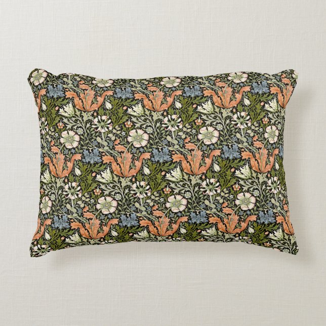 William Morris Compton Floral Art Nouveau Pattern Accent Pillow (Front)
