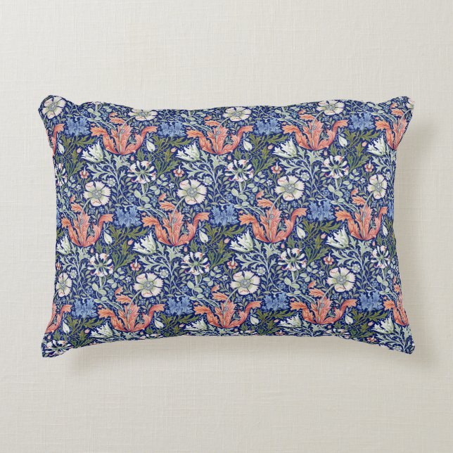 William Morris Compton Floral Art Nouveau Pattern Accent Pillow (Front)