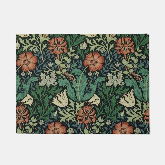William Morris Compton Floral Art Nouveau Pattern Doormat (Front)