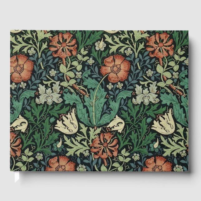 William Morris Compton Floral Art Nouveau Pattern Guest Book (Front)