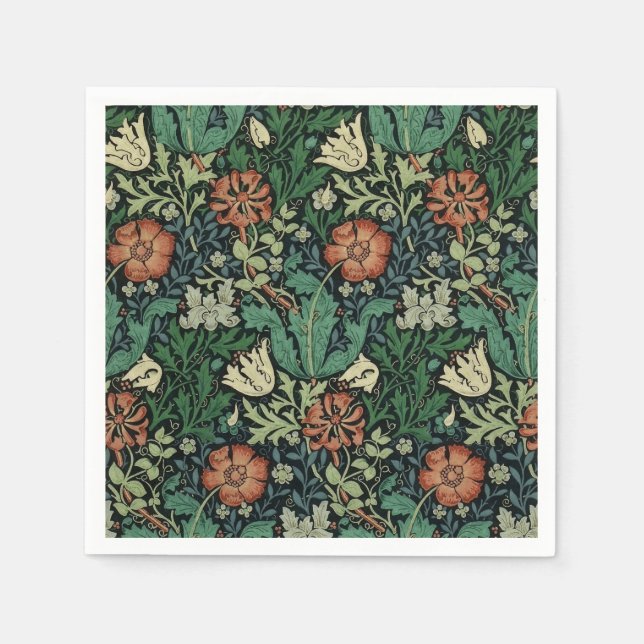 William Morris Compton Floral Art Nouveau Pattern Napkin (Front)