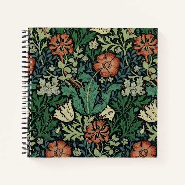 William Morris Compton Floral Art Nouveau Pattern Notebook (Front)