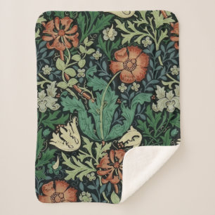 William Morris Compton Floral Art Nouveau Pattern Sherpa Blanket