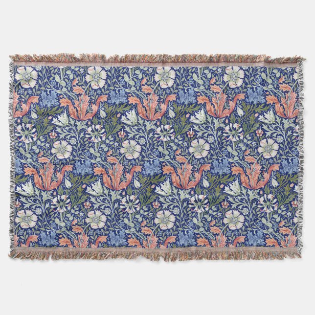William Morris Compton Floral Art Nouveau Pattern Throw Blanket (Front)