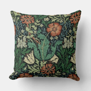 William Morris Compton Floral Art Nouveau Pattern Throw Pillow