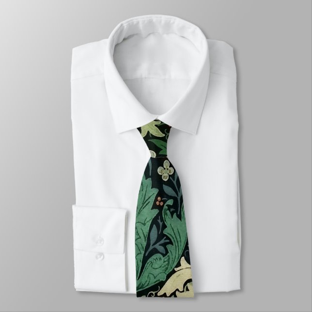 William Morris Compton Floral Art Nouveau Pattern Tie (Tied)