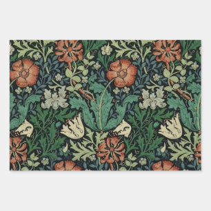 William Morris Compton Floral Art Nouveau Pattern Wrapping Paper Sheet