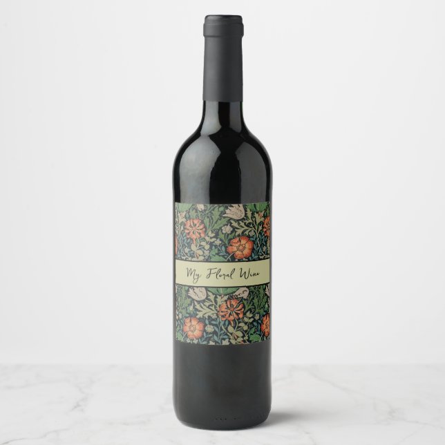 William Morris Compton Wallpaper Classic Wine Label (Front)