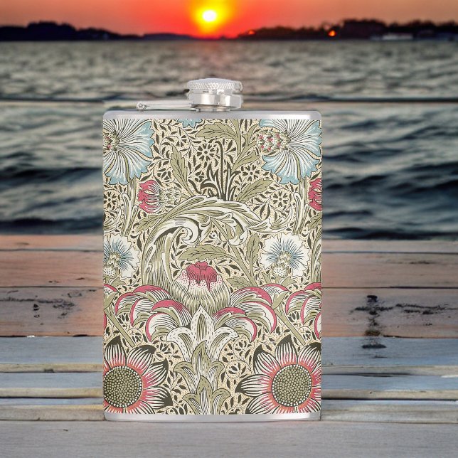 William Morris Corncockle Cream Blue and Pink Hip Flask (Creator Uploaded)