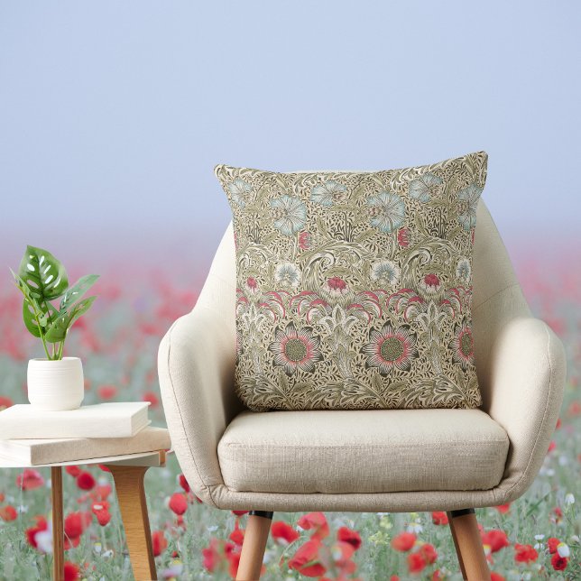 William Morris Corncockle Cream Blue and Rose Throw Pillow (Creator Uploaded)