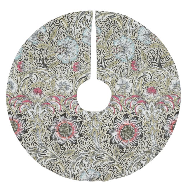 William Morris Corncockle wallpaper floral  Brushed Polyester Tree Skirt (Front)