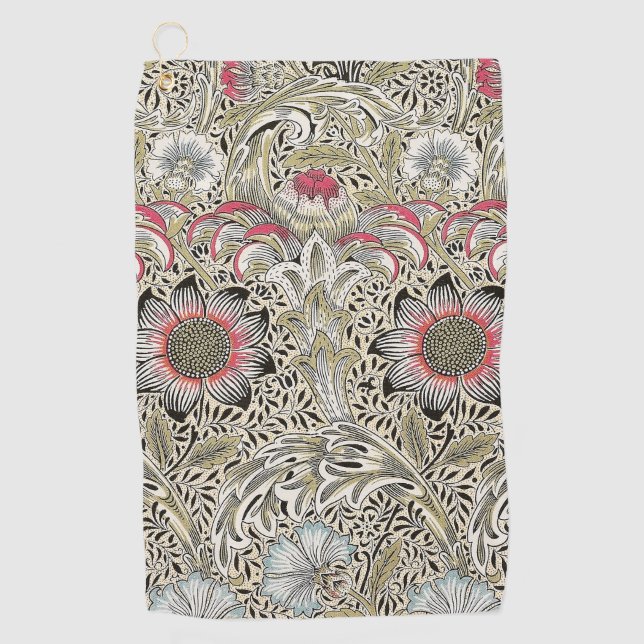 William Morris Corncockle wallpaper floral  Golf Towel (Front)