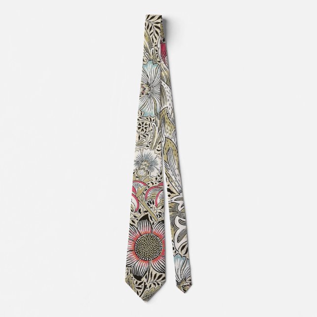 William Morris Corncockle wallpaper floral  Tie (Front)