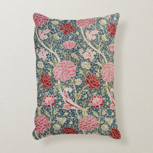 William Morris Coussin de tissu rose et rouge