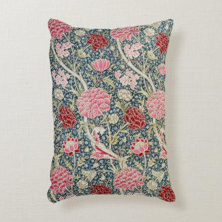 William Morris Coussin de tissu rose et rouge