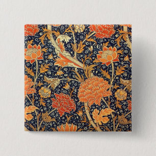 William Morris Cray Floral Art Nouveau Pattern 2 Inch Square Button