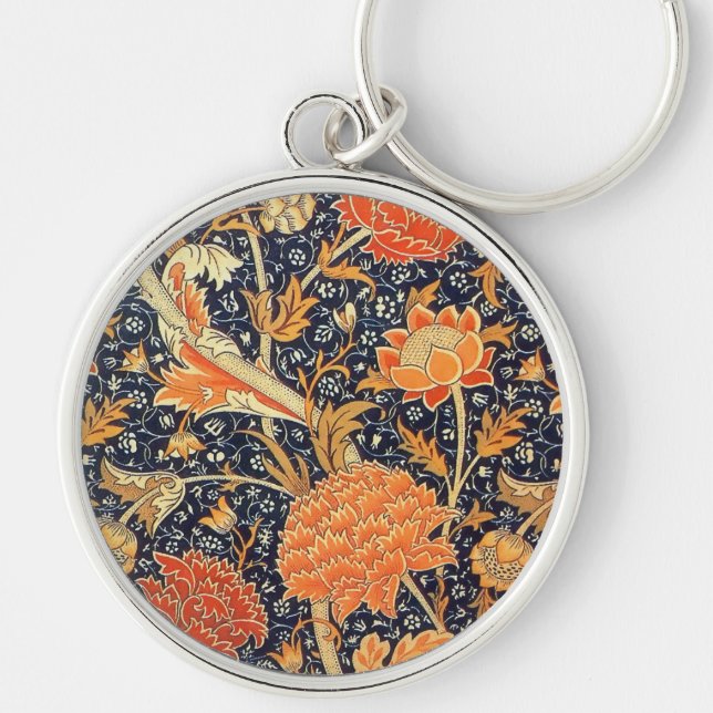 William Morris Cray Floral Art Nouveau Pattern Keychain (Front)