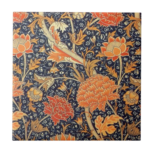 William Morris Cray Floral Art Nouveau Pattern Tile (Front)