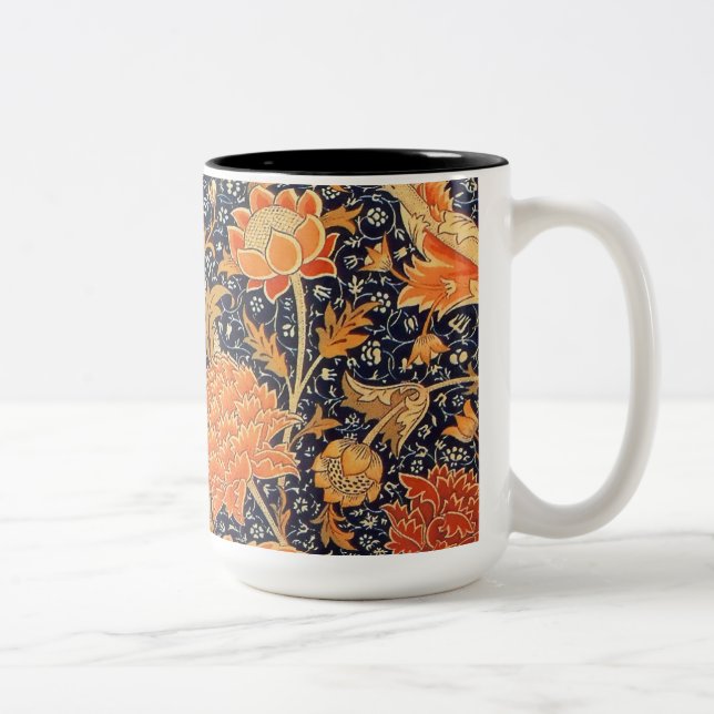 William Morris Cray Floral Art Nouveau Pattern Two-Tone Coffee Mug (Right)