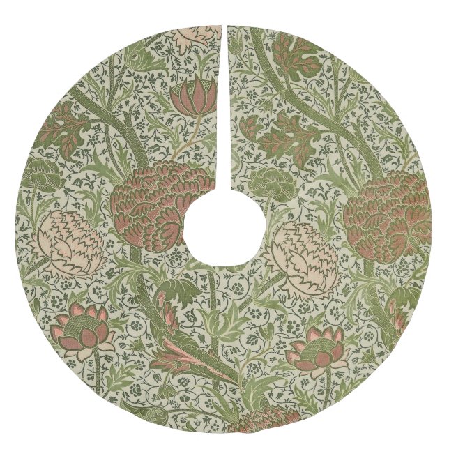 William Morris Cray Sage Flower Floral Botanical Brushed Polyester Tree Skirt (Front)