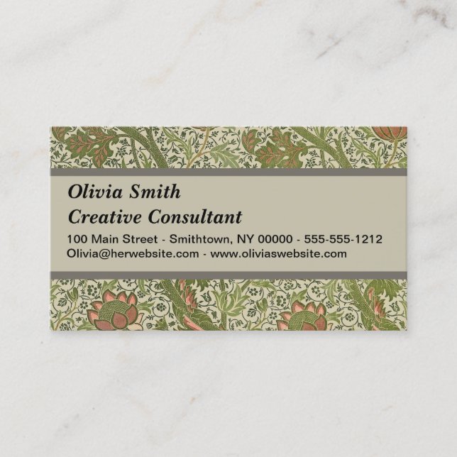 William Morris Cray Sage Flower Floral Botanical Business Card (Front)