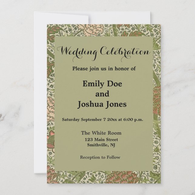 William Morris Cray Sage Flower Floral Botanical Invitation (Front)