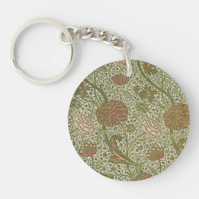 William Morris Cray Sage Flower Floral Botanical Keychain (Front)