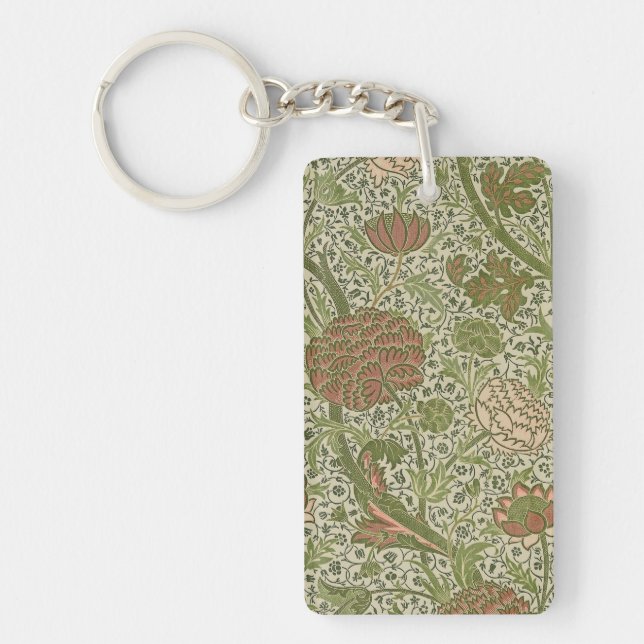William Morris Cray Sage Flower Floral Botanical Keychain (Front)