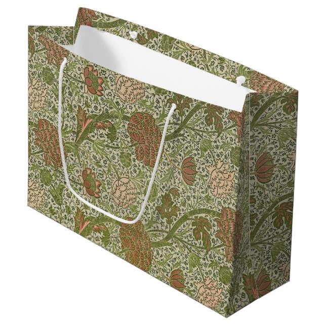 William Morris Cray Sage Flower Floral Botanical Large Gift Bag (Front Angled)