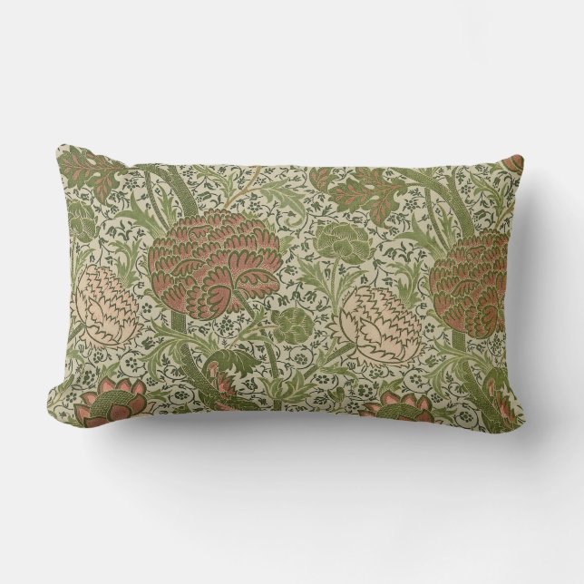 William Morris Cray Sage Flower Floral Botanical Lumbar Pillow (Front)