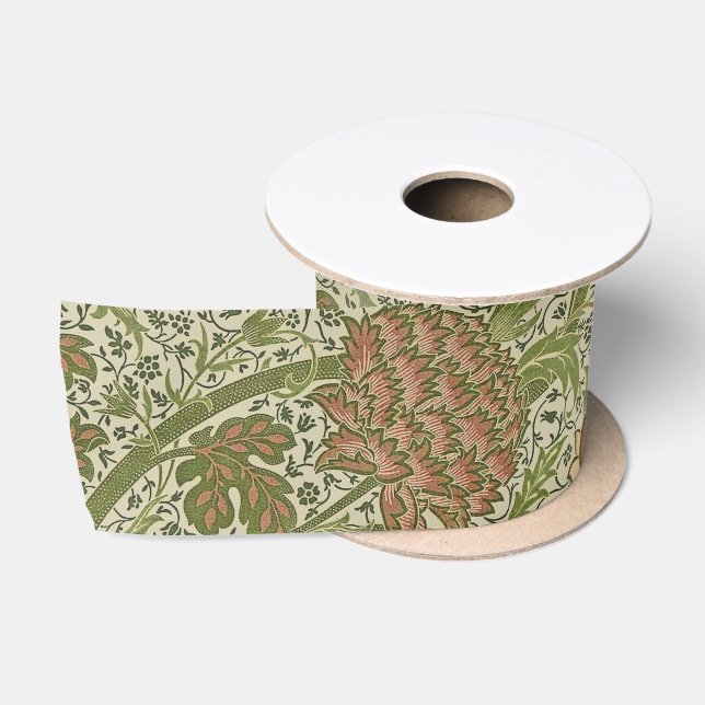 William Morris Cray Sage Flower Floral Botanical Satin Ribbon (Spool)