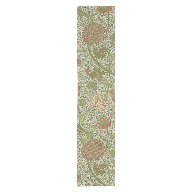 William Morris Cray Sage Flower Floral Botanical Short Table Runner (Front)