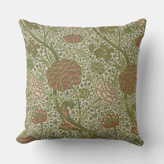 William Morris Cray Sage Flower Floral Botanical Throw Pillow (Front)