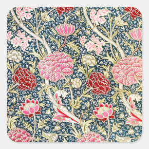 William Morris Cray Vintage Blossom Floral Design Square Sticker