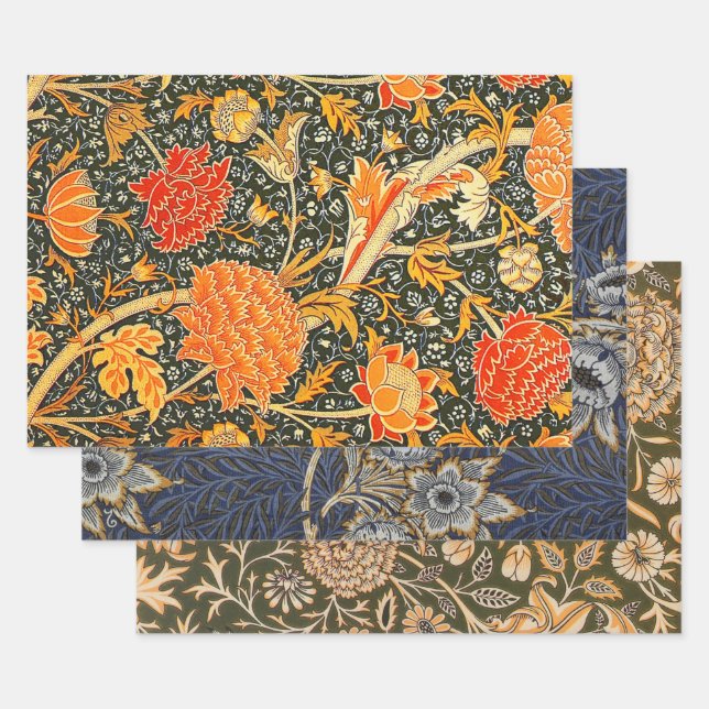William Morris Cray Wallpaper Flower Pattern  Wrapping Paper Sheet (Set)