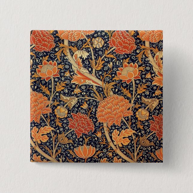 William Morris Cray Wallpaper Pattern 2 Inch Square Button (Front)