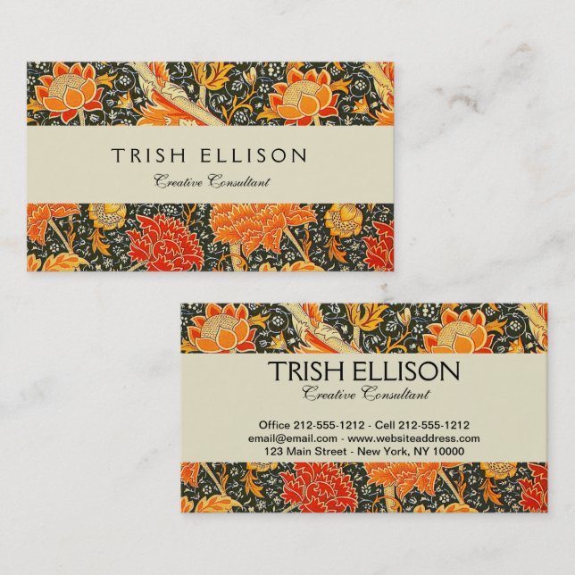 William Morris Cray Wallpaper Pattern Business Card (Front/Back)
