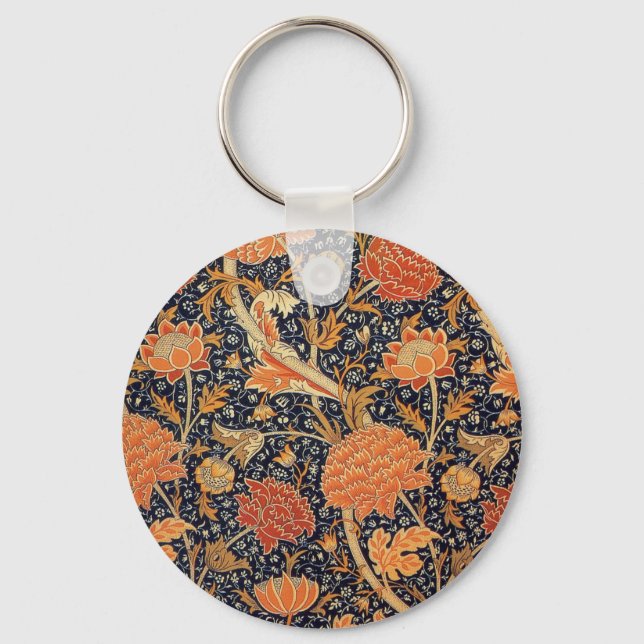 William Morris Cray Wallpaper Pattern Keychain (Front)
