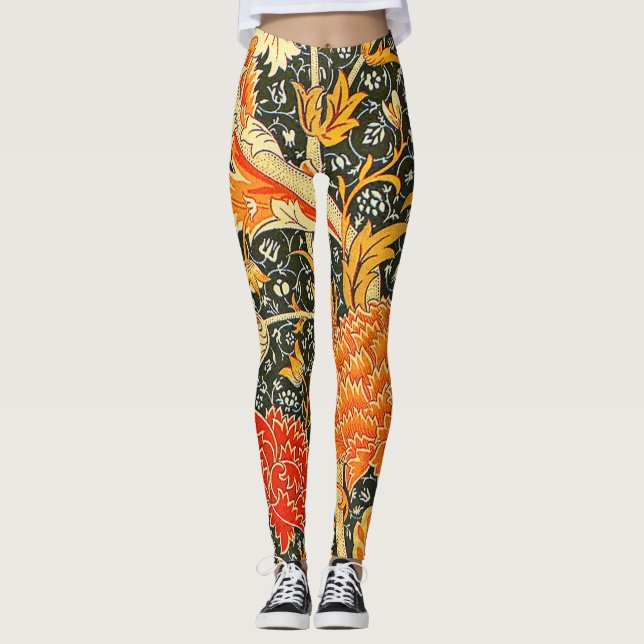 William Morris Cray Wallpaper Pattern Leggings (Front)
