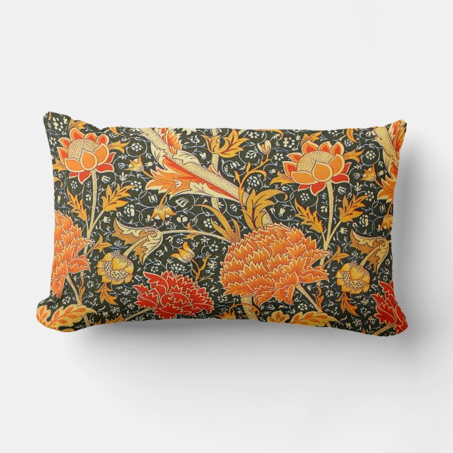 William Morris Cray Wallpaper Pattern Lumbar Pillow (Front)
