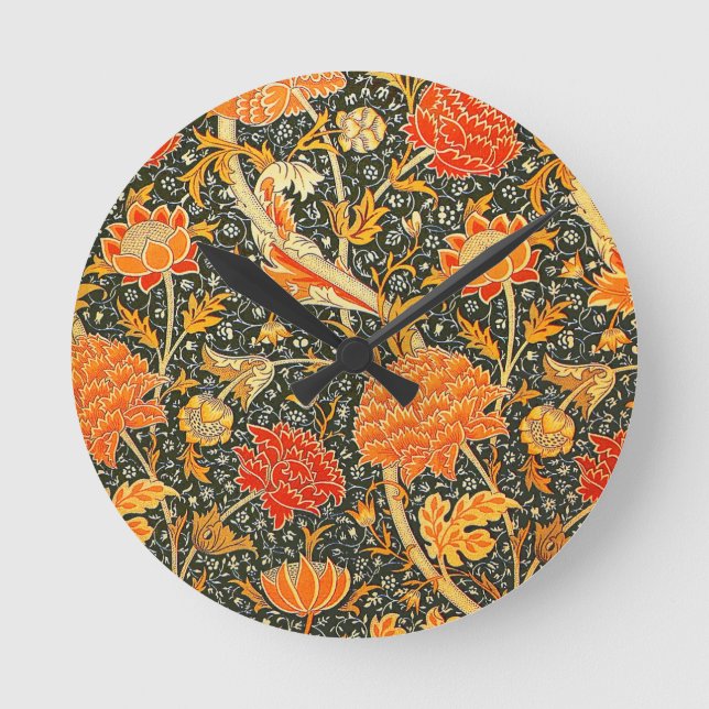 William Morris Cray Wallpaper Pattern Round Clock (Front)