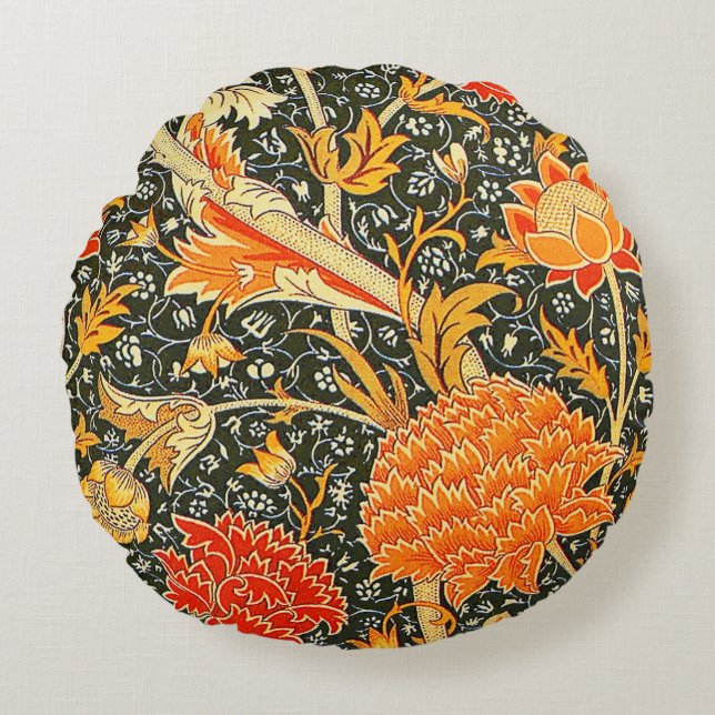 William Morris Cray Wallpaper Pattern Round Pillow (Front)