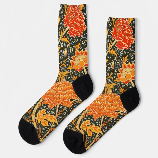 William Morris Cray Wallpaper Pattern Socks (Left)