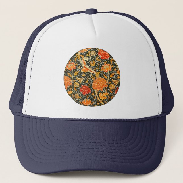 William Morris Cray Wallpaper Pattern Trucker Hat (Front)